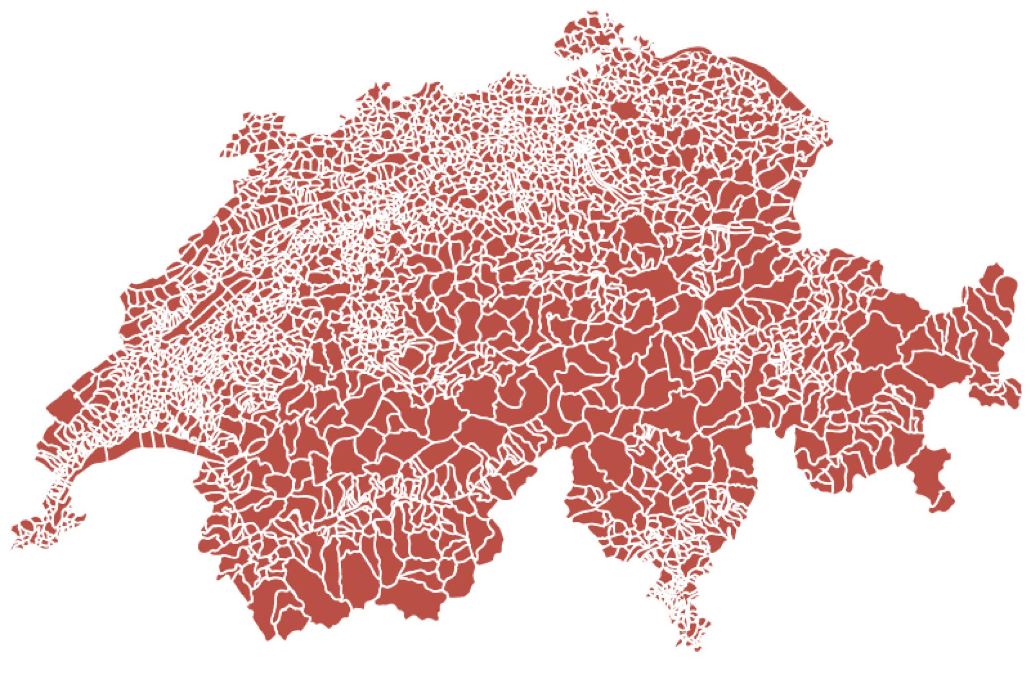 Die dritte Karte zeigt das feinmaschige Netz der Gemeindegrenzen.